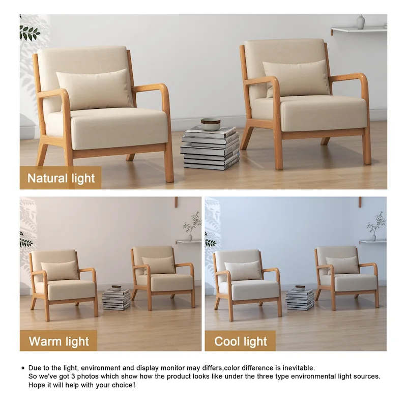 Upholstered Armchair Accent Chairs with Pillows Set of 2