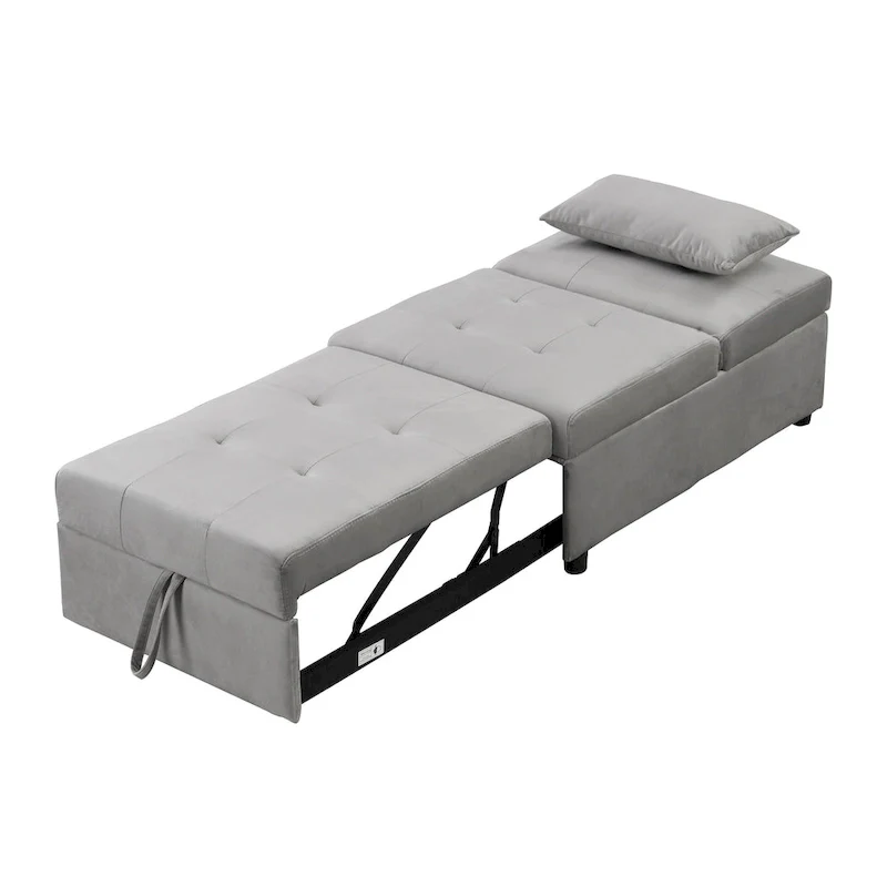 Folding Ottoman Sofa Bed-Gray
