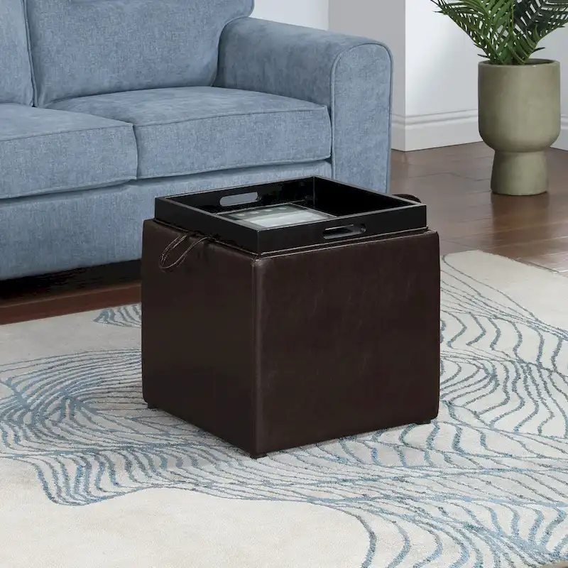 Single Ottoman with Stool and Reversible Tray