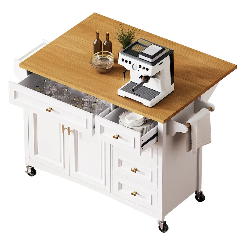 52 Kitchen Island With Drop Leaf(no include stool)