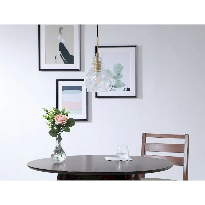 Adelee 6.25-Inch 1-Light Clear Seeded Glass Pendant