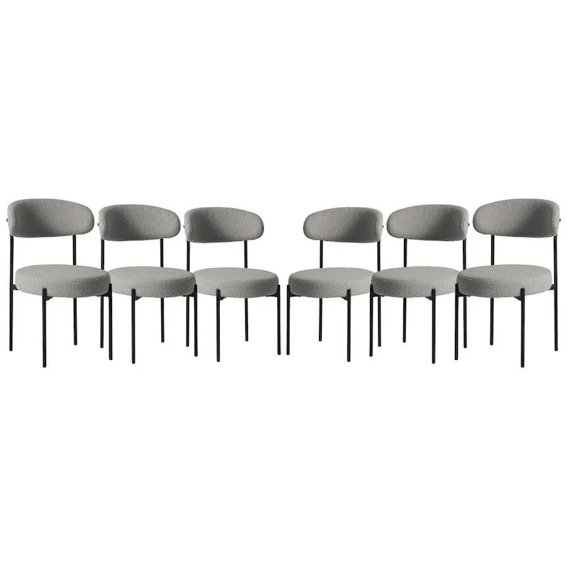 Bayville Mid-Century Curved Back Fabric Upholstered Metal Dining Chair (Set of 6)