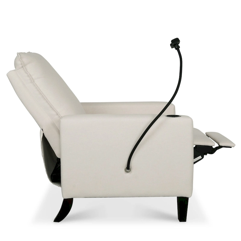 Modern Fabric Manual Recliner with Phone Holder, Cup Holder, Footrest