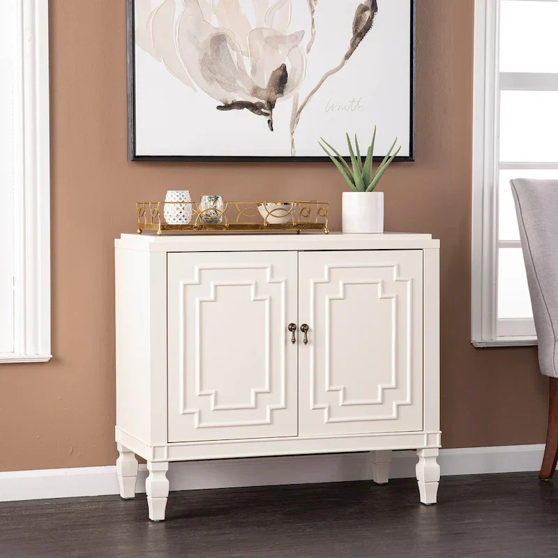 SEI Furniture Taborley Antique White Double-Door Accent Cabinet
