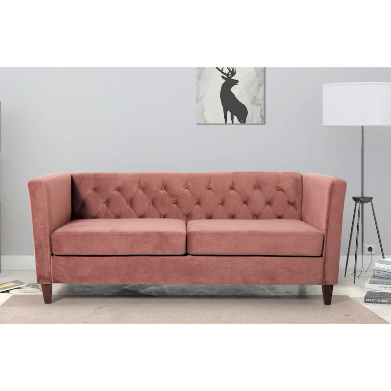 Lisette 73.3 Velvet Square Arm Sofa