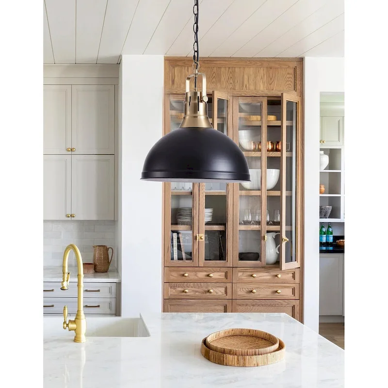 1-Light Bowl Metal Frame Pendant Lighting - 13.8 D4.3 W74.4 H(Adjustable)