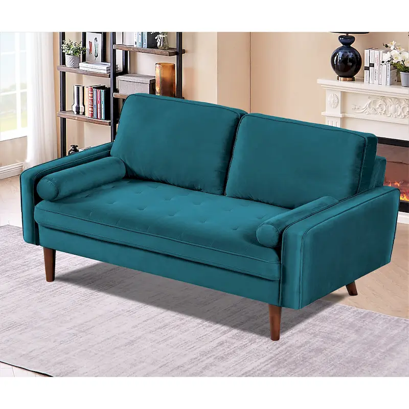 Monahan 58W Wood Frame Velvet Tufted Sofa