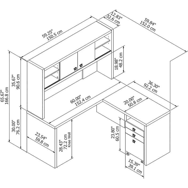 Echo L Shaped Desk with Hutch and Drawers by Bush Business Furniture