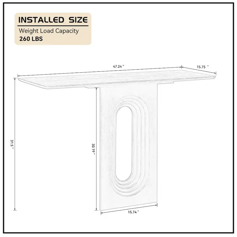 Modern Narrow Console Table with Unique Loopback Design