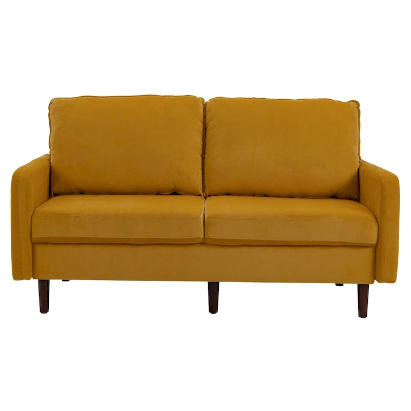 Modern Loveseat Velvet Wood Legs Sofa