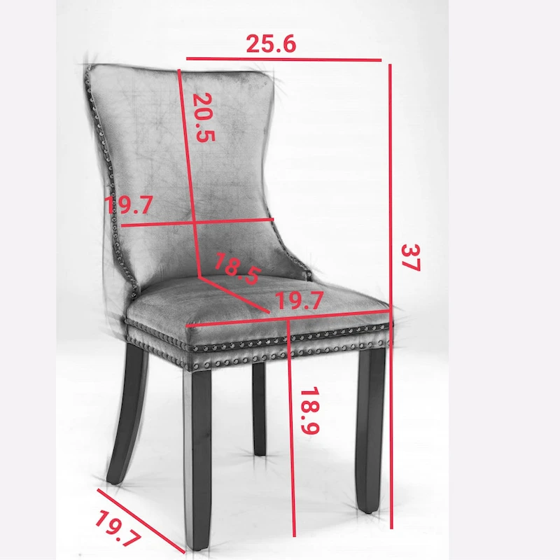Wing-Back Dining Chair with Backstitching Nailhead Trim