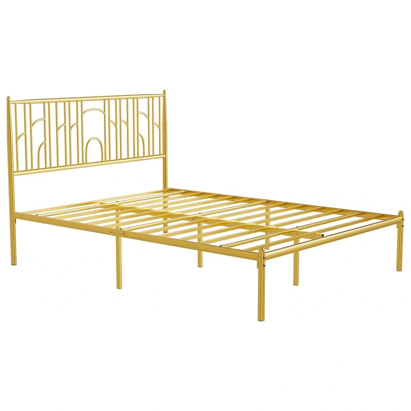 Platform Bed Frame Featuring Decorative Finials And Under-Bed Storage Space; No Box Spring Required.
