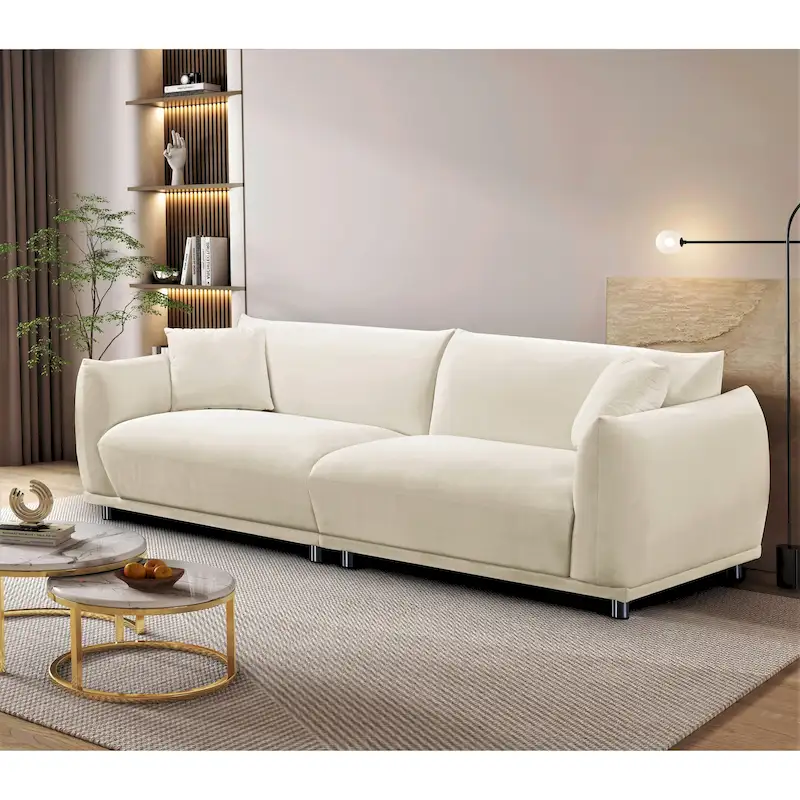 US Pride Furniture 88.2W Metal Legs Velvet Fabirc Sofa