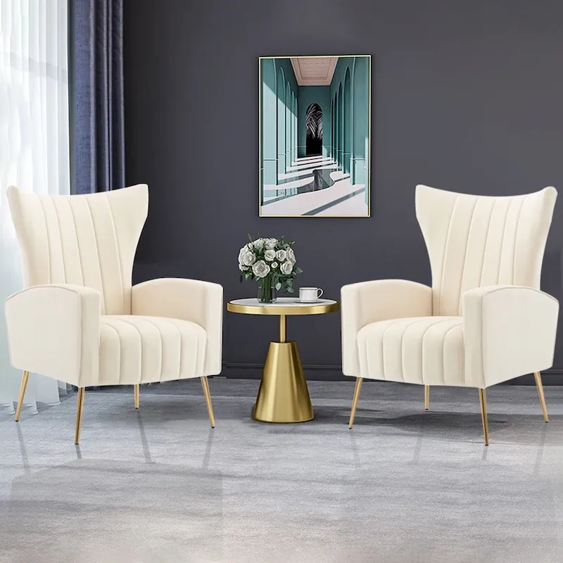 Velvet Accent Chair with Gold Legs