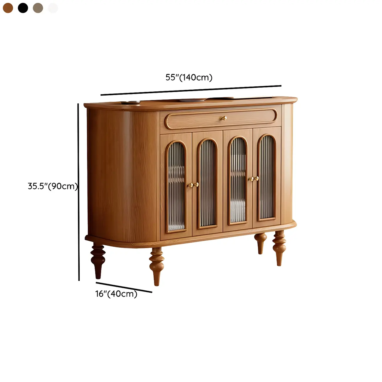 French Country Wooden Buffet Table with Cabinets