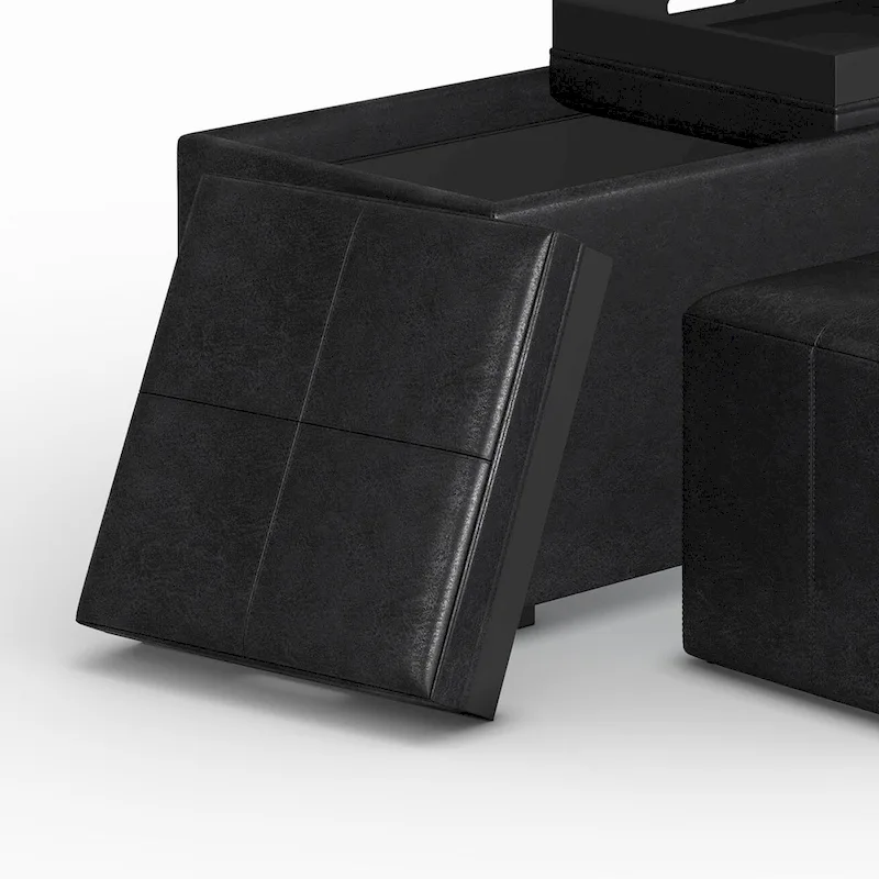 Fabric-Upholstered 3-Piece Ottoman Set