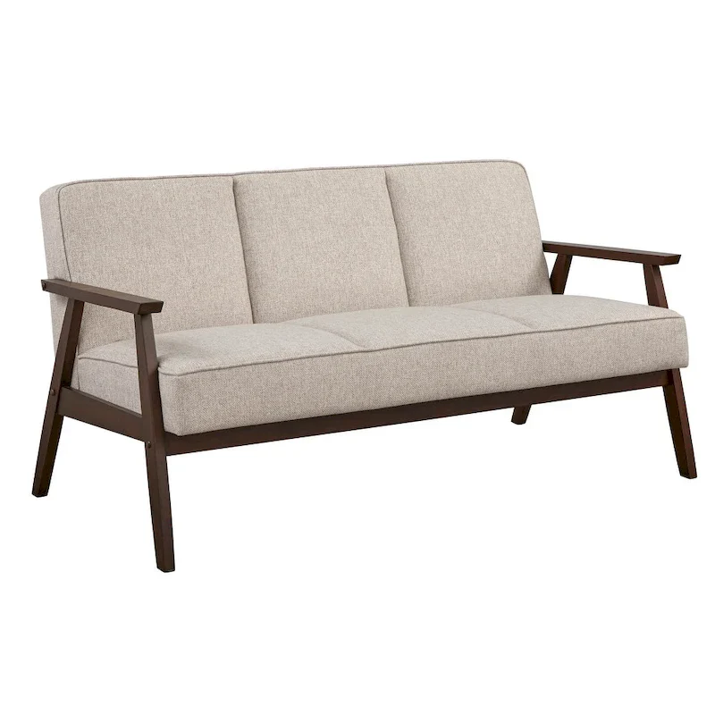 3-Seat Sofa with Rubberwood Legs and Removable Cushions