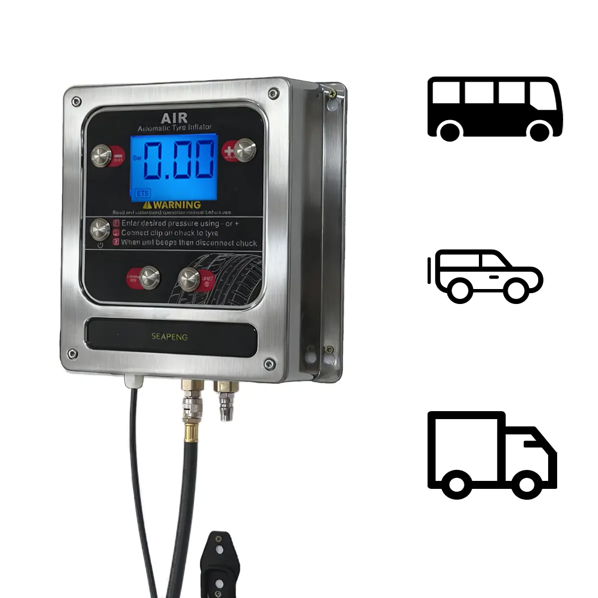 SEAPENG Wall mounted aluminum tire inflator, capable of simultaneously inflating 4 tires