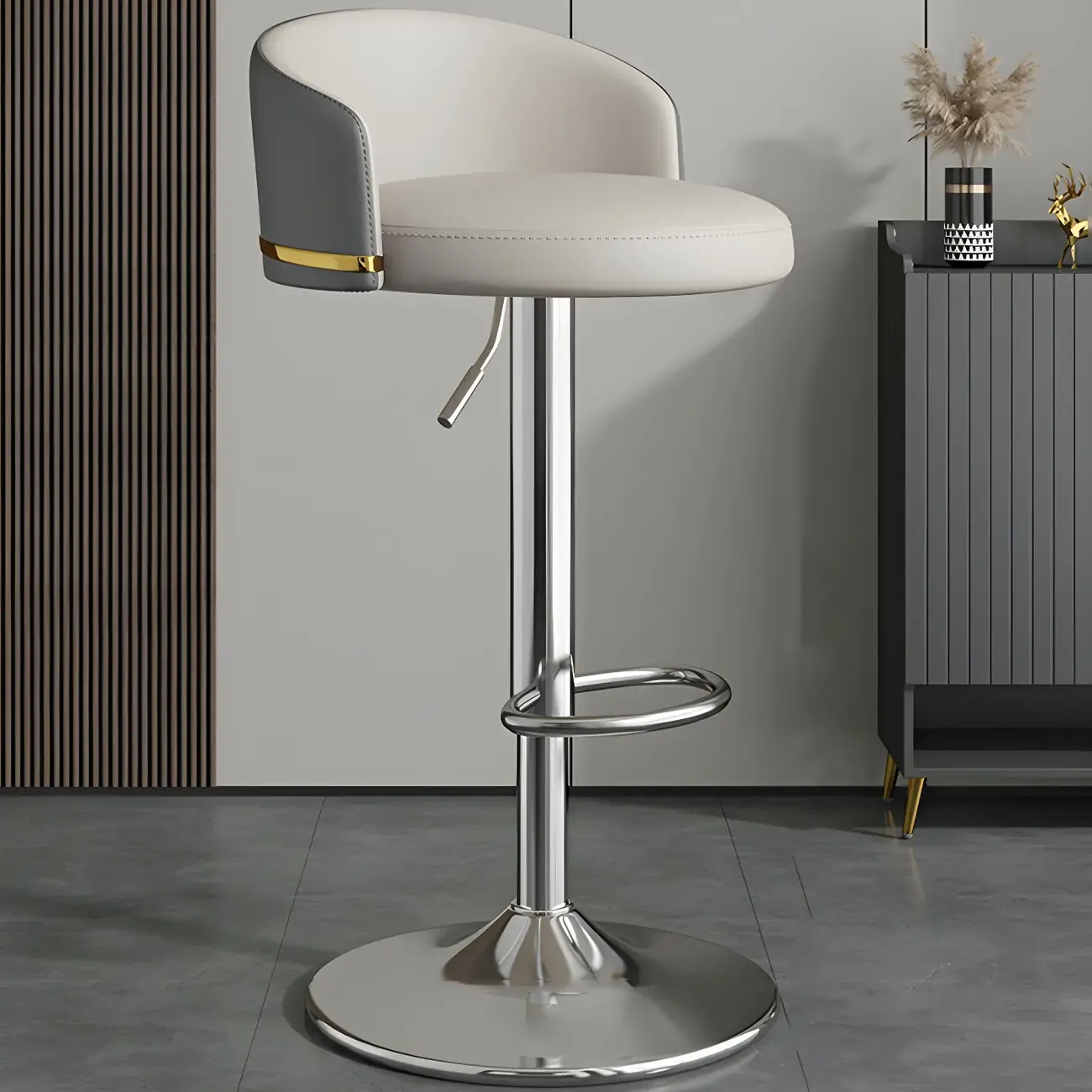 24 Inch Faux Leather Bar Stool Height Adjustable Modern