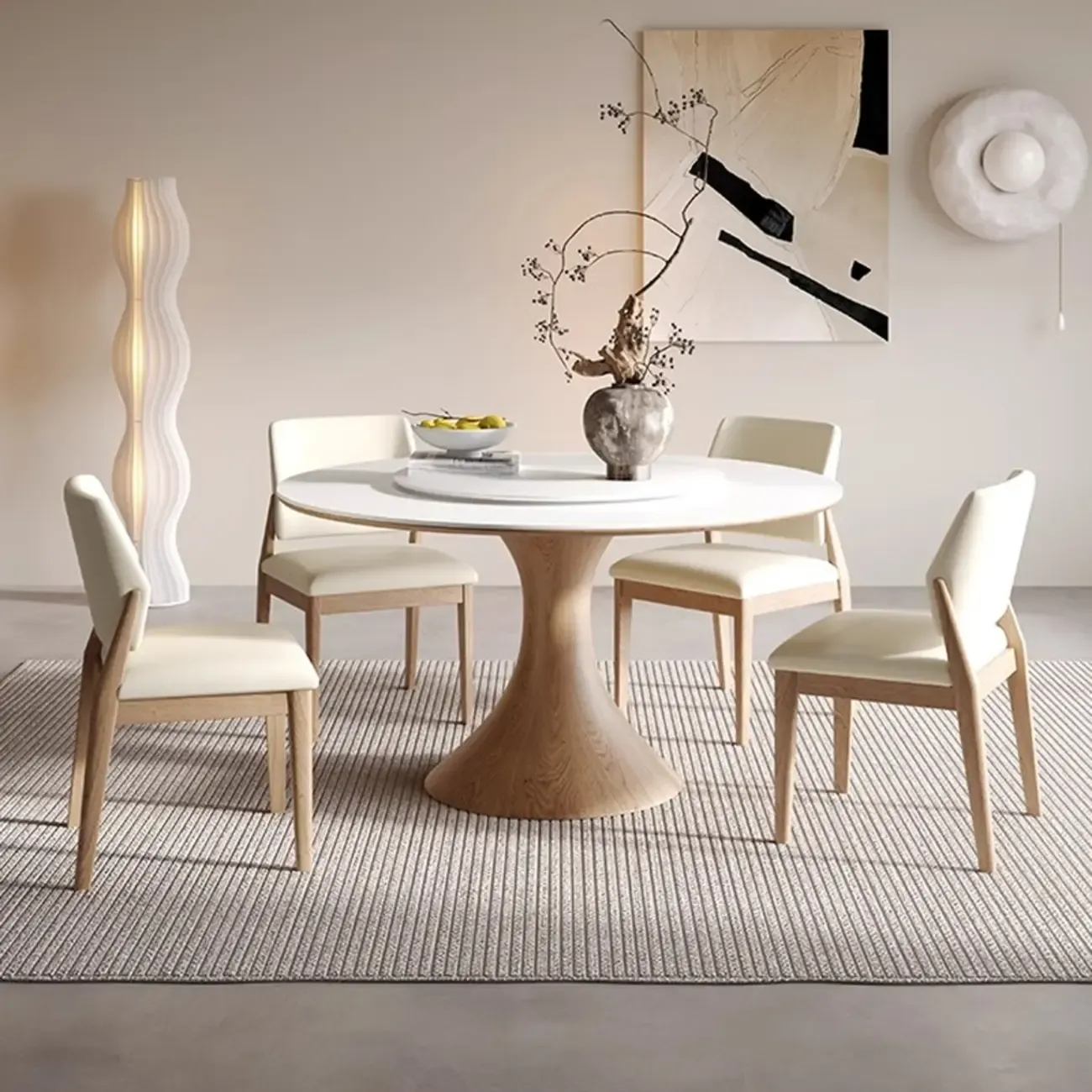Modern White Stone Round Dining Table