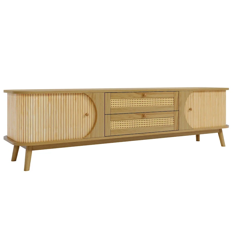 Modern Farmhouse Rattan TV Stand