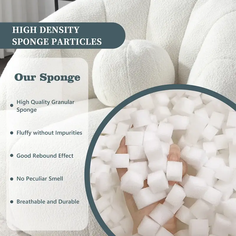 HOMEFUN Boucle Upholstered Round Lazy Cozy Bean Bag Chair With a Pillow