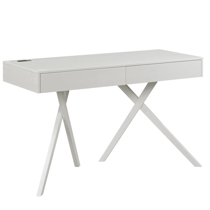 Foli Transitional 47-inch Wood 2-Drawer Desk with USBs and Power Outlets by Furniture of America