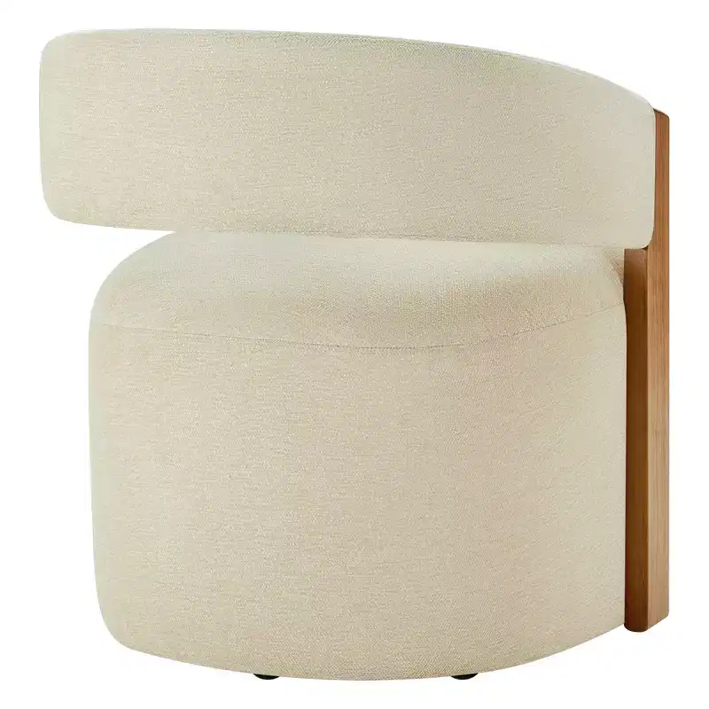 Spruce&Spring Upholstered Dining Chair with Wood Armrests & Hidden Wheels