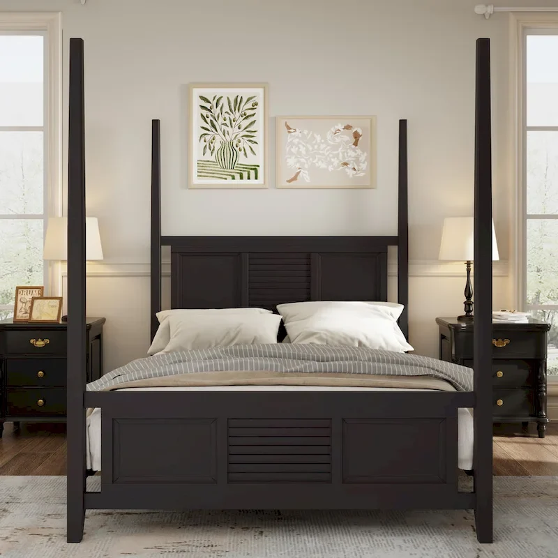 Queen Solid Pine Four Poster Bed with 75 Tall Frame