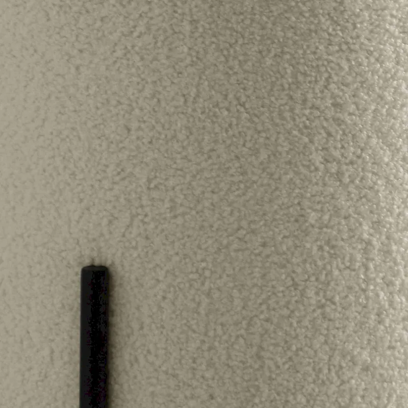 18 Inch Modern Foam Ottoman, Beige Faux Sheep Skin, Matte Black Metal Legs