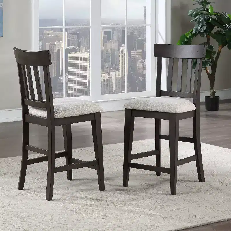 9pc Napa Counter Height Dining Set Dusky Cedar - Steve Silver Co.: Farmhouse Style, Twin Pedestal, Upholstered Chairs