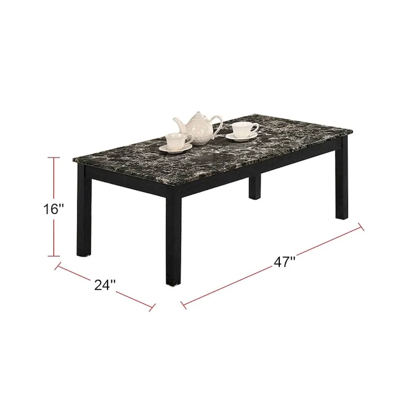 3 Piece Coffee Table with Faux Marble Top