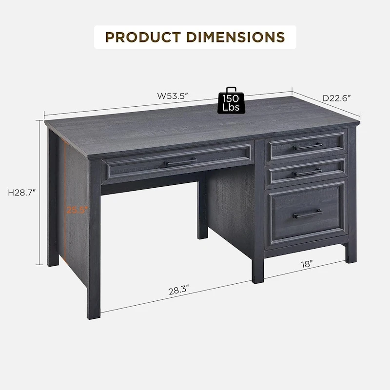 Modern Farmhouse Home Office Desk, Computer Desk with File Cabinet