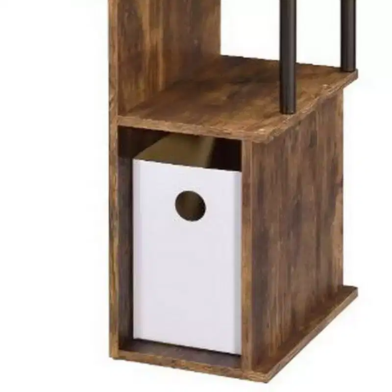 Royal Hampton Computer Desk with Built In Bookshelf, Weathered Oak and Black