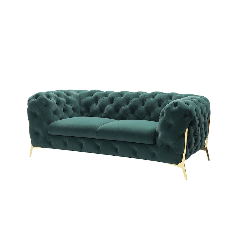 Divani Casa Sheila Transitional Emerald Green Fabric Loveseat