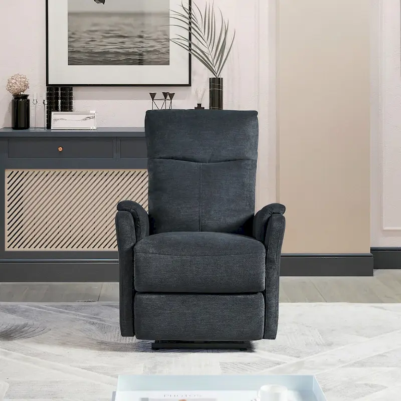 Blue Power Recliner with USB Charger