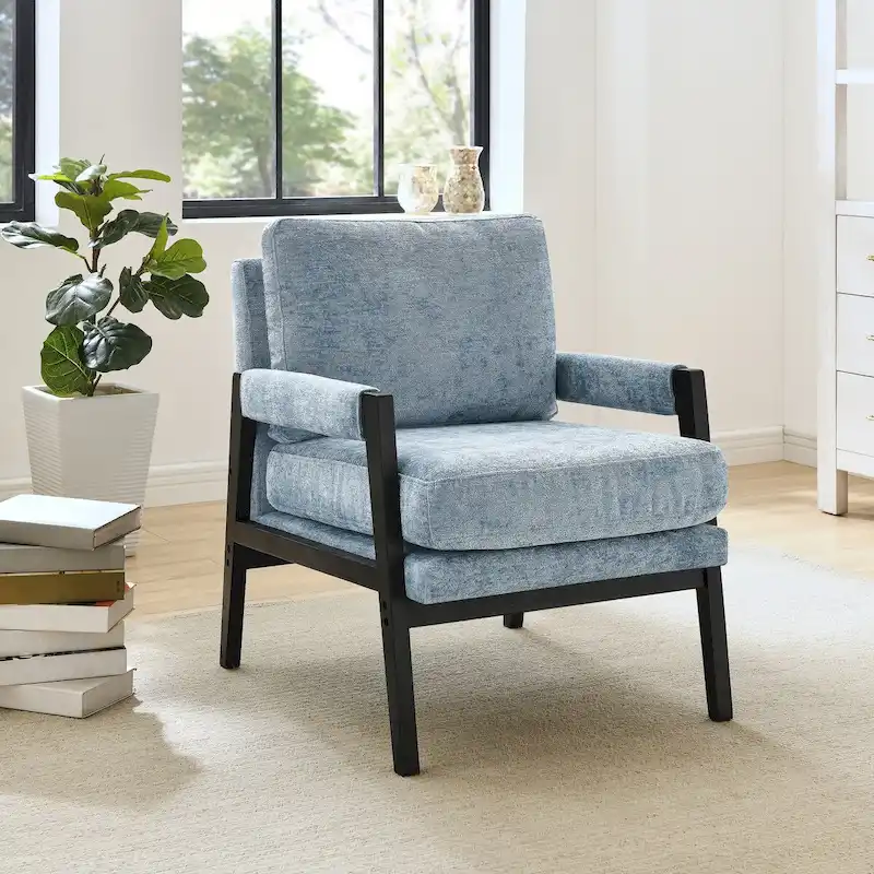 Roundhill Furniture Kelly Mid-Century Modern Chenille Upholstered Accent Armchair