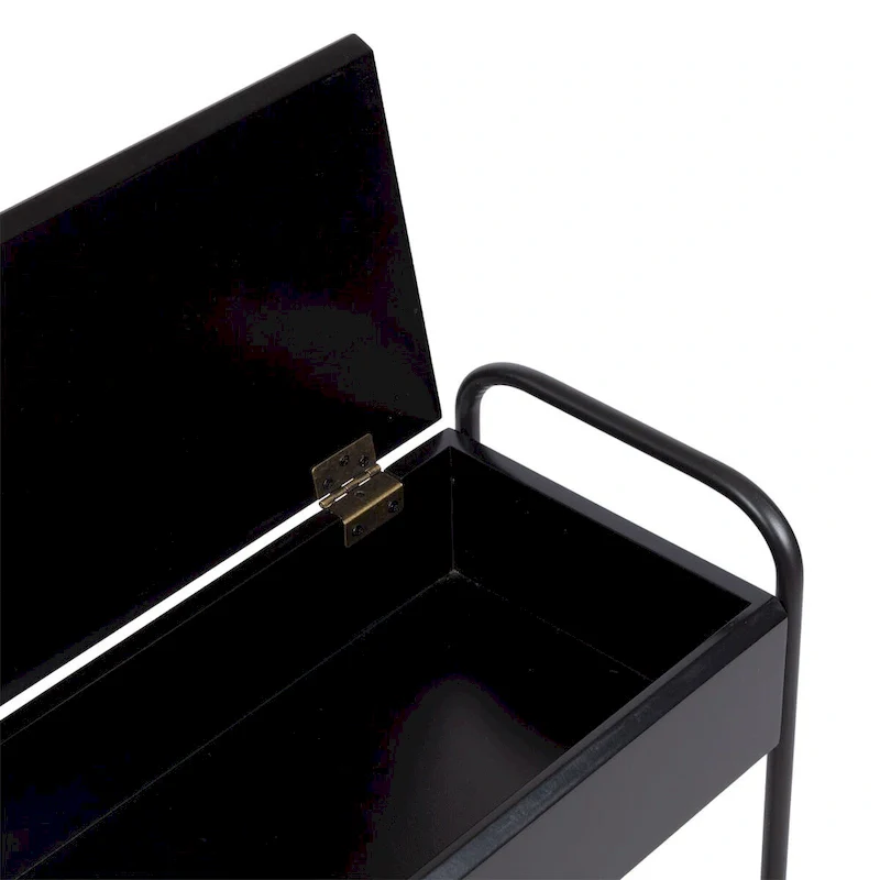 Black Metal Narrow Side Table - 19x9x26 Single User