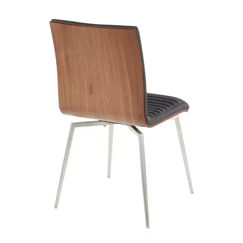 Set of 2 Mason Swivel Modern Walnut Wood Back Dining Chairs - Lumisource