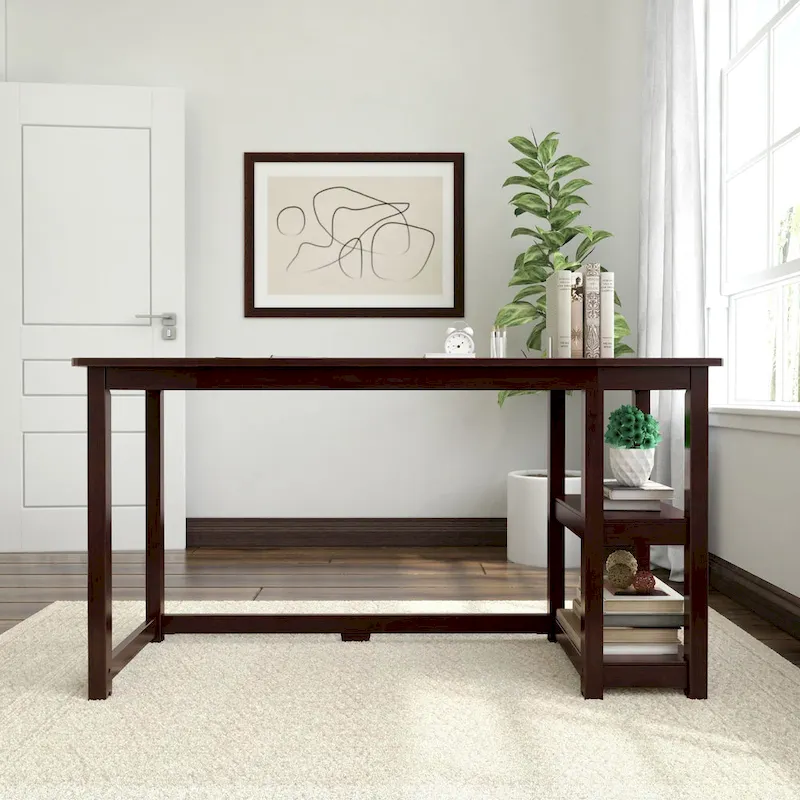 Plank and Beam Desk with Bookshelves