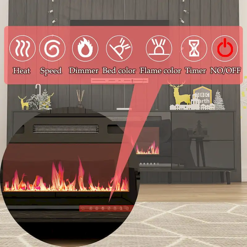 30  Recessed Electric Fireplace High Glossy TV Stand Combo Fireplace