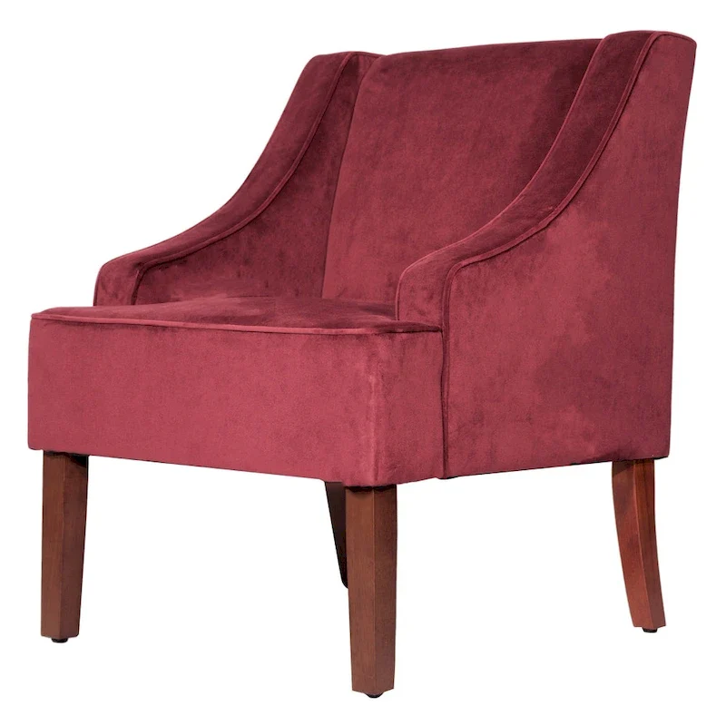 HomePop Swoop Arm Accent Chair in Berry Merlot Velvet