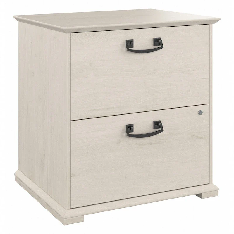 Farmhouse Lateral File Cabinet, 2-Drawer, Linen White Oak / Driftwood Gray, Single User