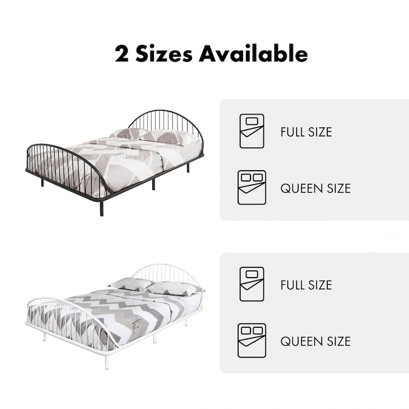 Furniture of America Duke Curved Metal Powder Coated Bed Frame, No Box Spring Needed