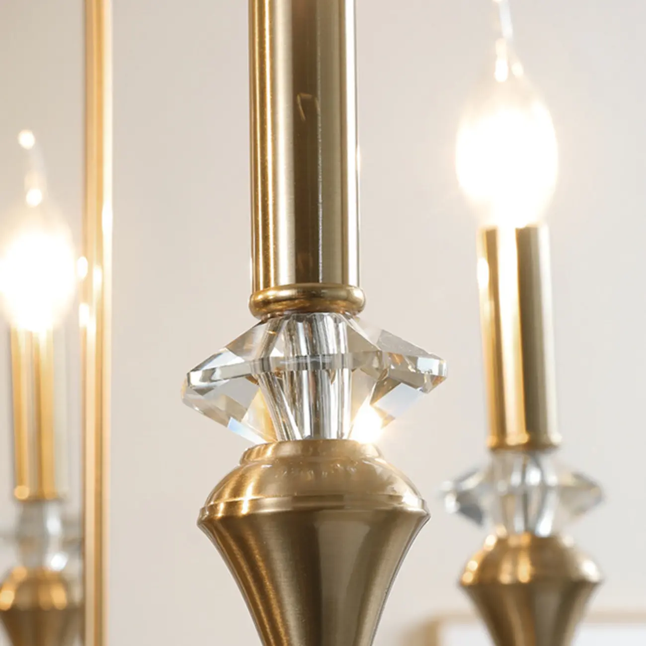 Metallic Alloy Hanging Gold Adjustable Crystal Chandelier