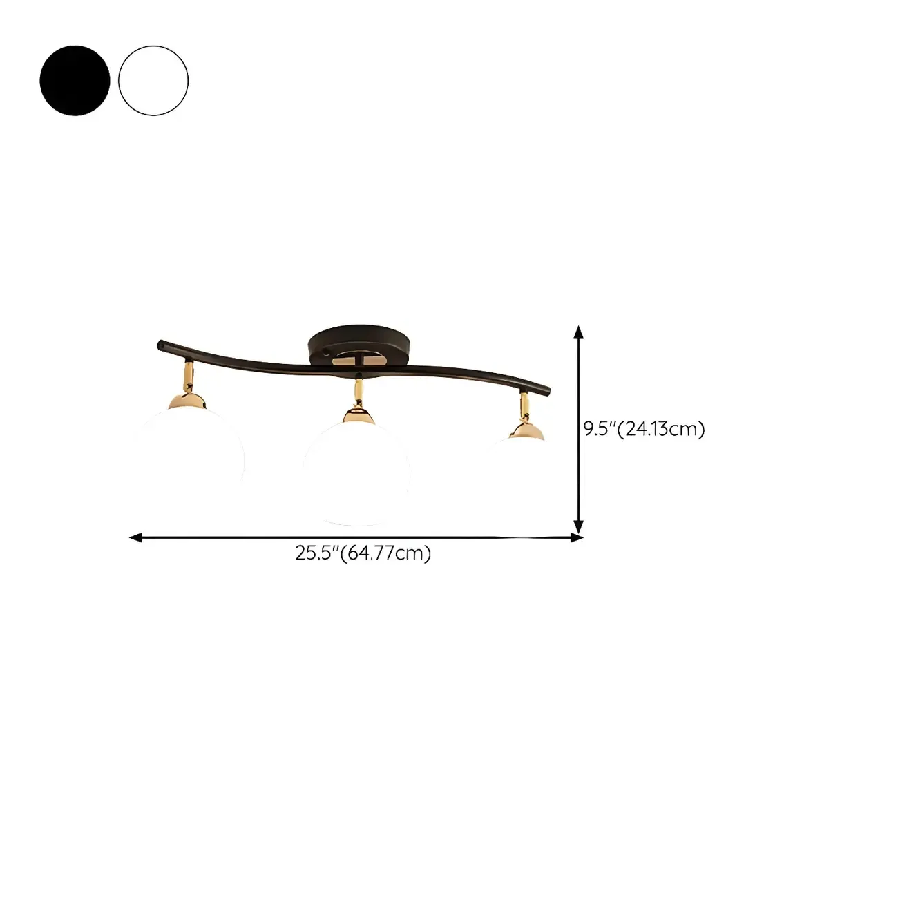 Modern Curved White Glass Dome Semi Flush Track Light