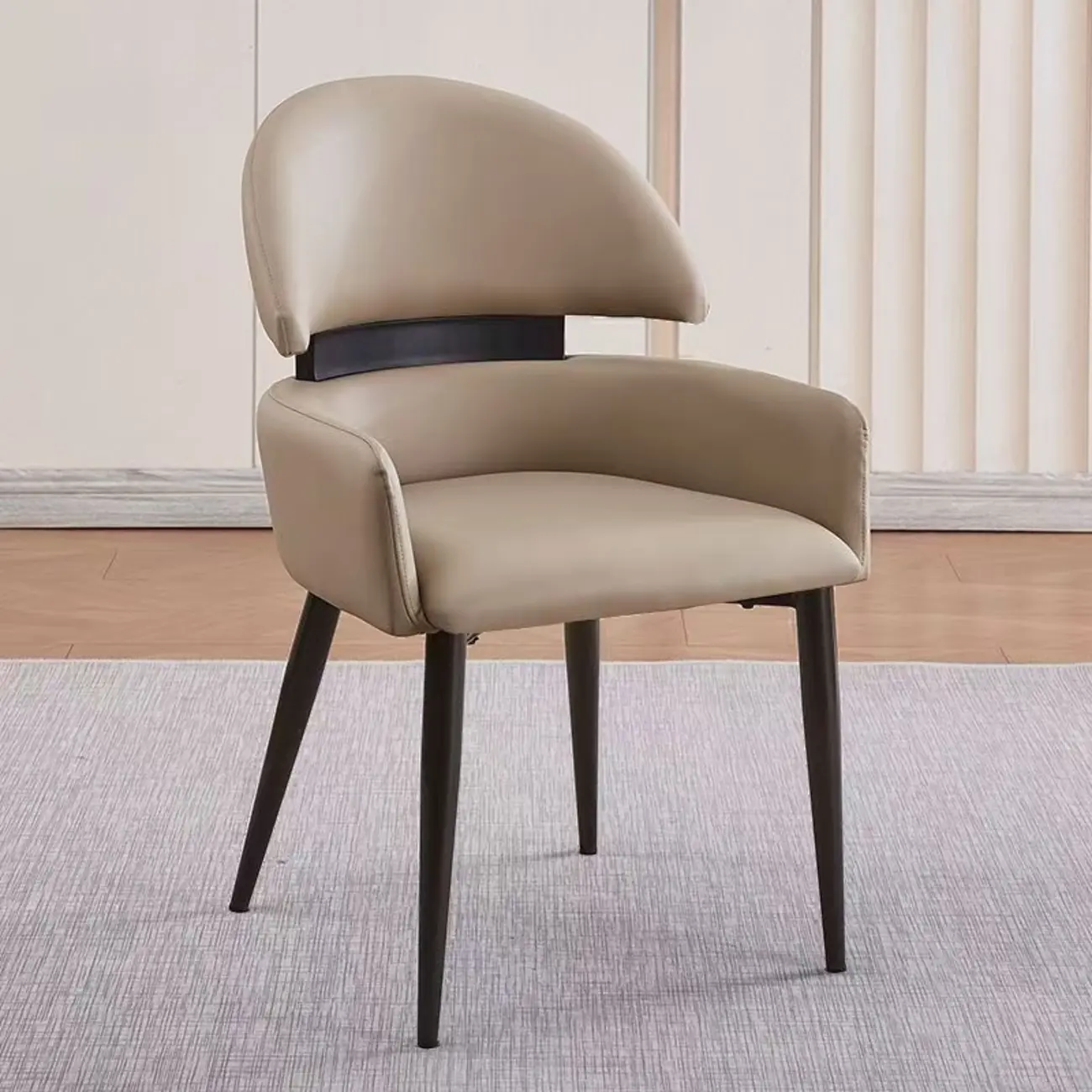 Scandinavian Swivel Brown Curved Back Dining Chairs