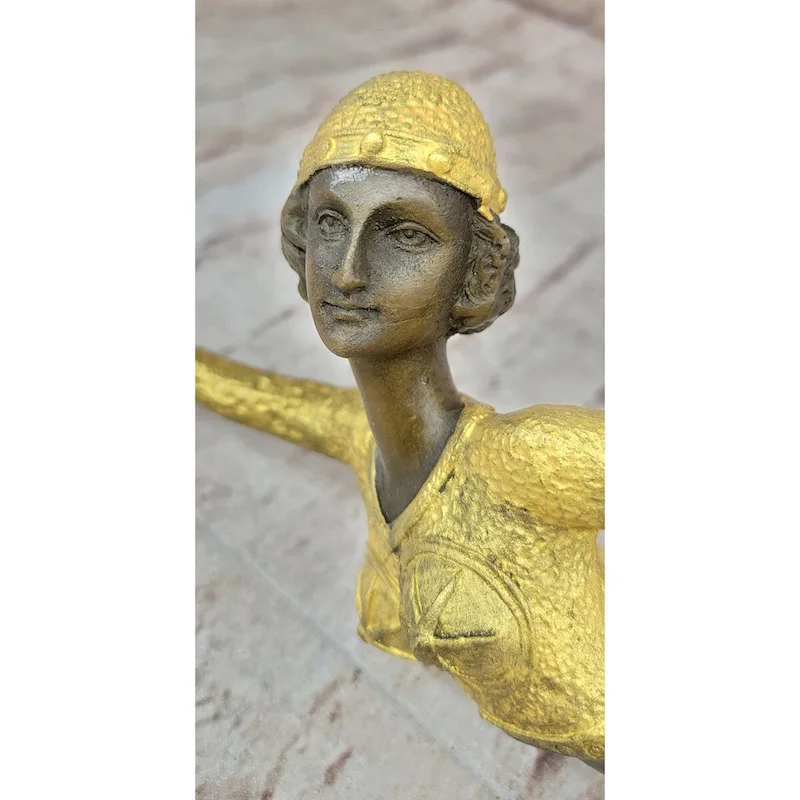 Chiparus Art Deco Bronze Dancer Girl In Long Dress W/ Gold Patina