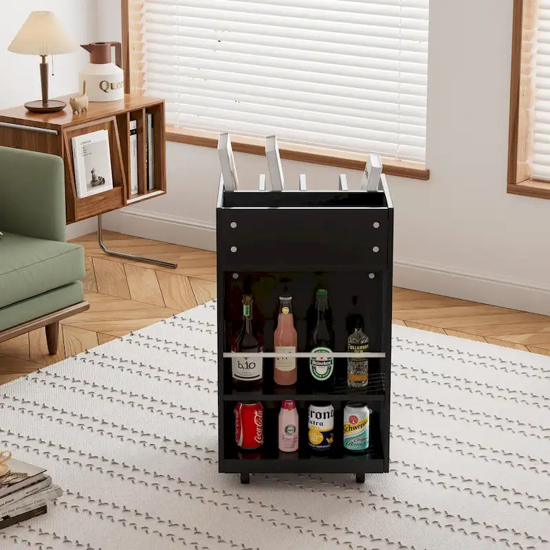 4-Tier Kitchen Island Cart with Spice Rack & Locking Casters