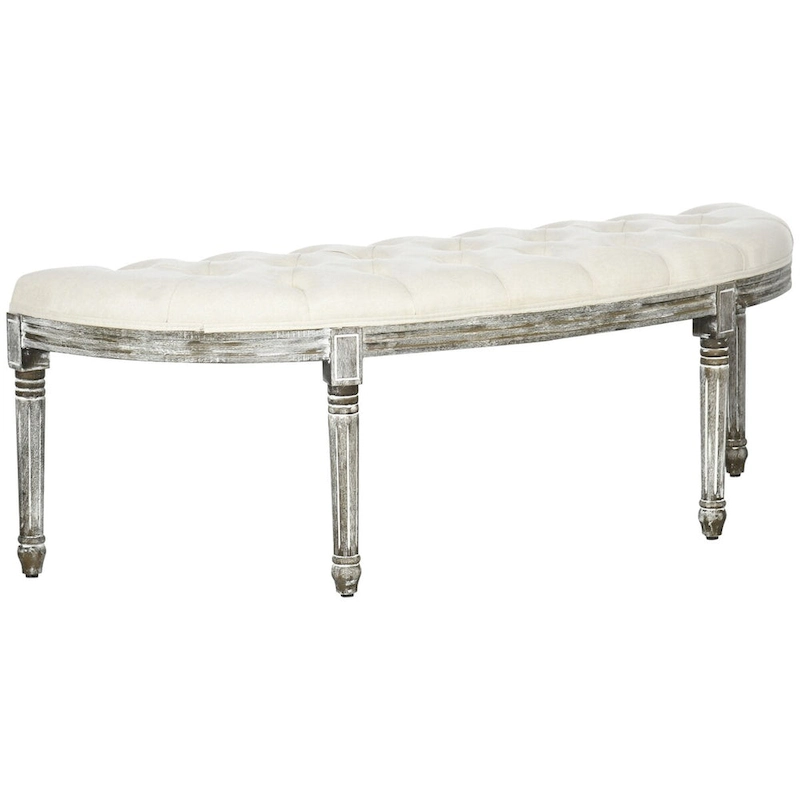 Semi-Circle End of Bed Bench with Tufted Design